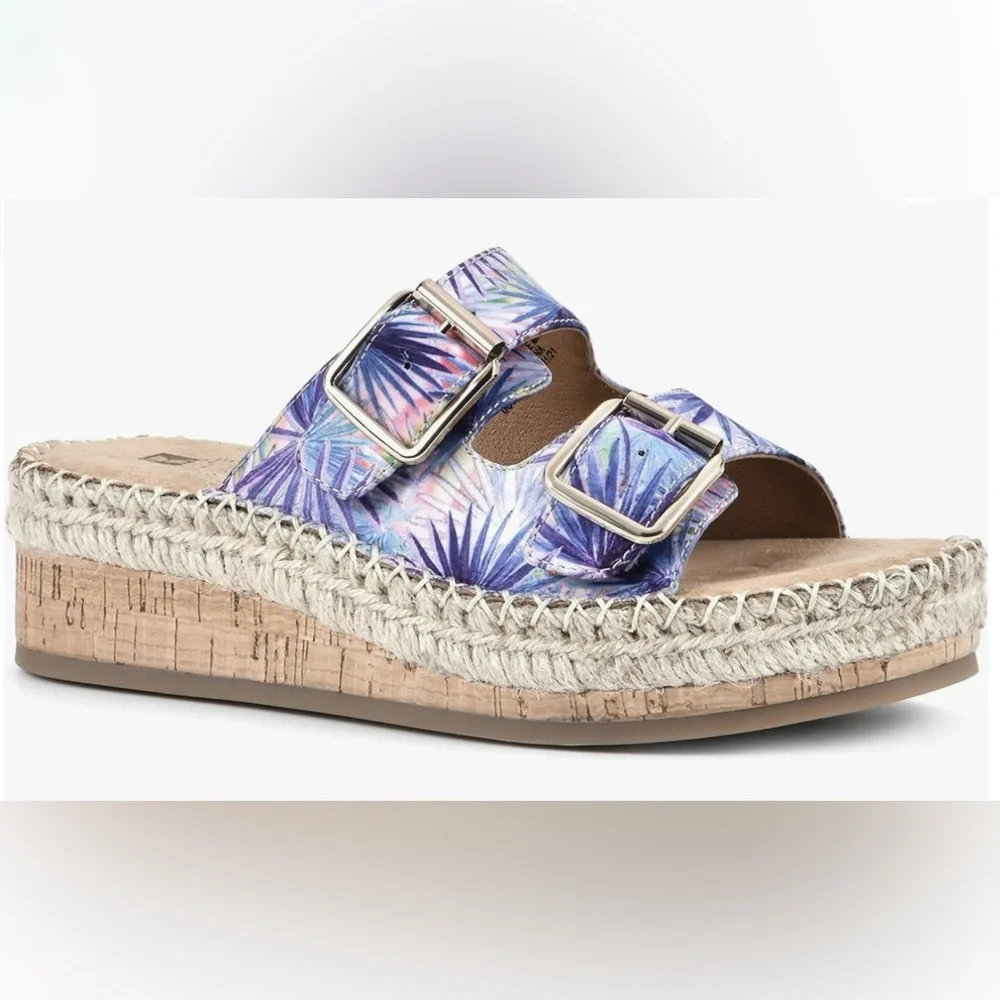 🌸🌸 Double Strap Espadrille Cork Wedge Sandals 🌸🌸 - Picture 4 of 15